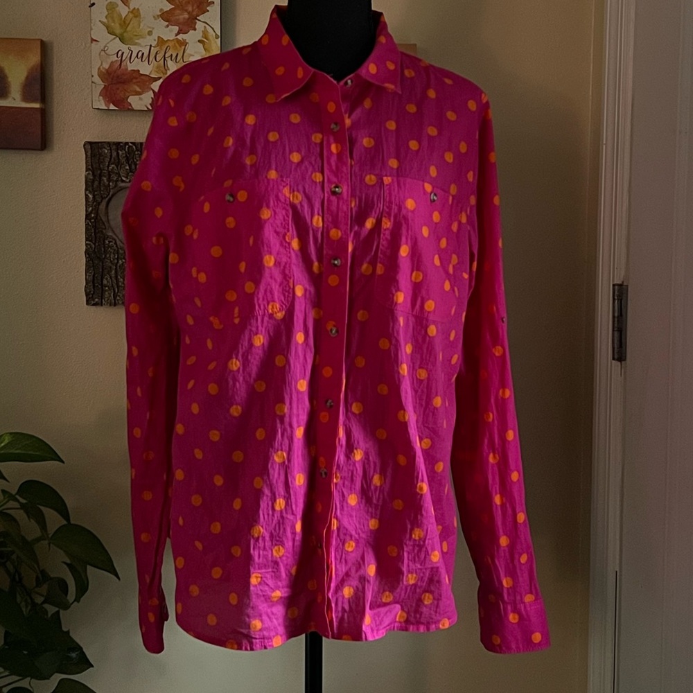 Pink Shirt with Orange Dots